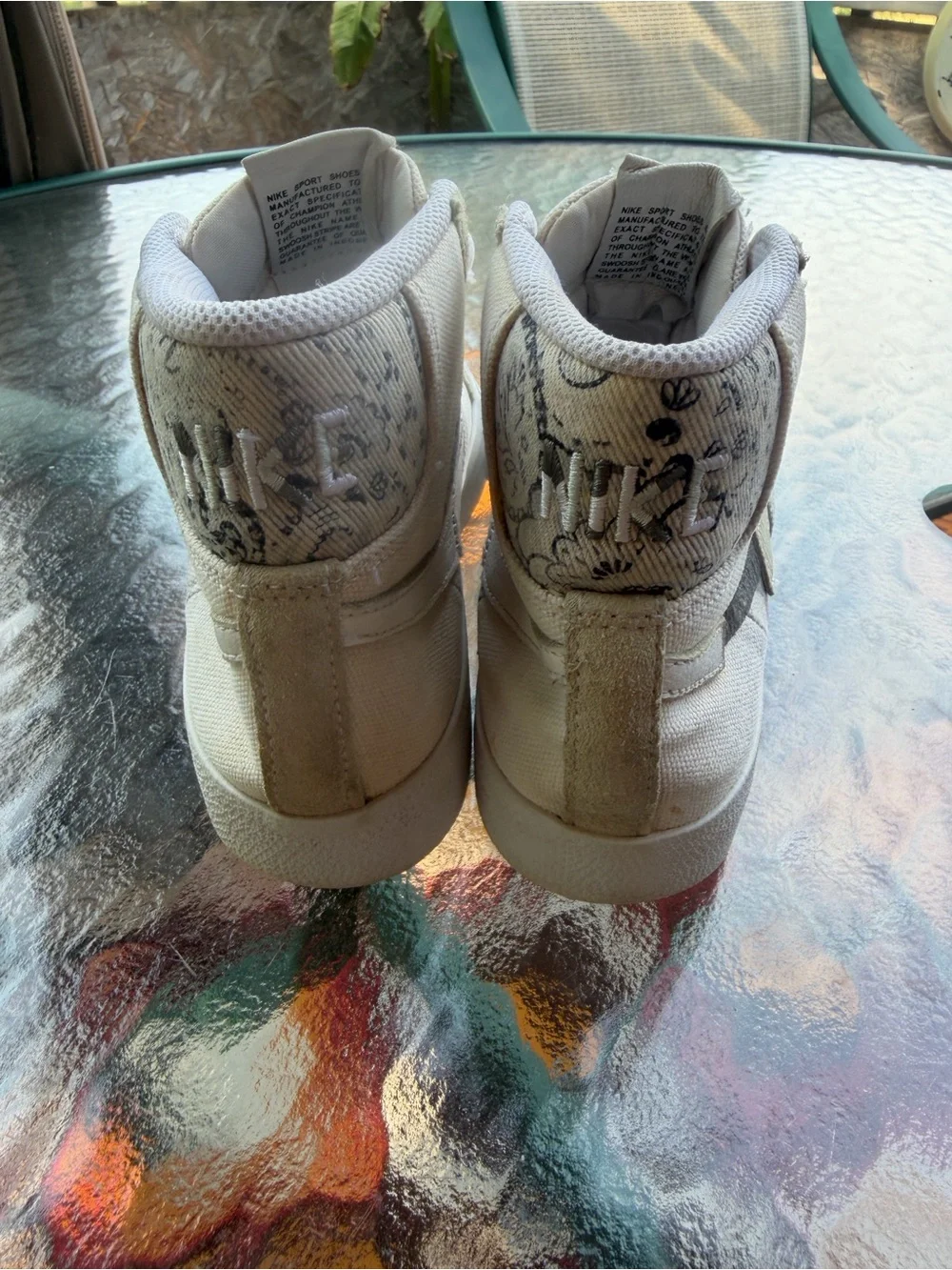 Nike Women’s High-Top Sneakers in Light Beige with Bandana Print
